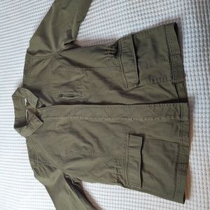 Orvis jacket military green pockets button down inner drawstring size M
